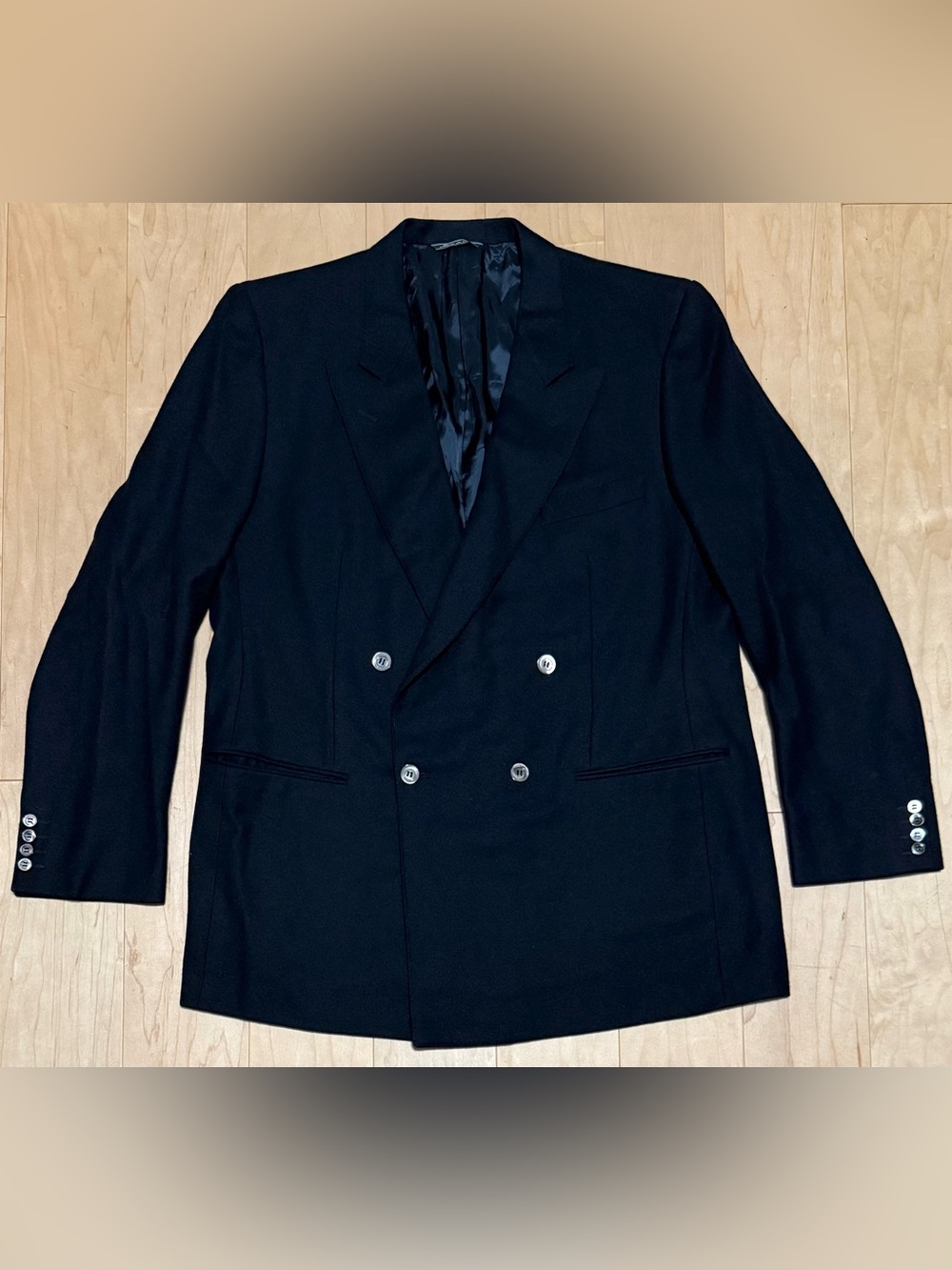 Ermenigildo Zegna Double Breasted Blazer Cashmere Blend Blue Italy Men’s 56 46R*